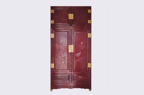 衡南高端中式家居装修深红色纯实木衣柜