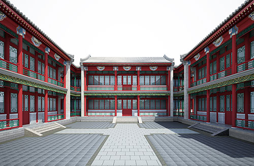 衡南北京四合院设计古建筑鸟瞰图展示