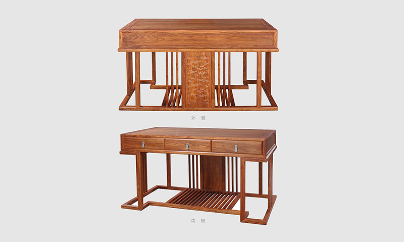 衡南 别墅中式家居书房装修实木书桌效果图